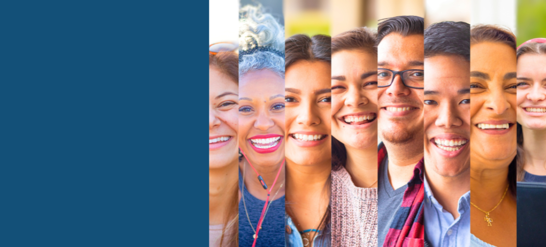 A multicultural series of faces smiling