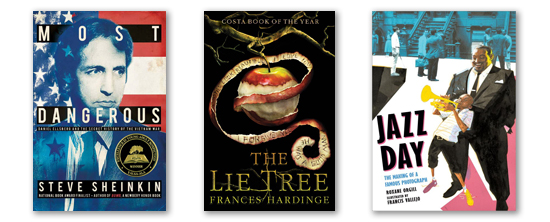 covers of the three 2016 horn book award winners. titles are listed below